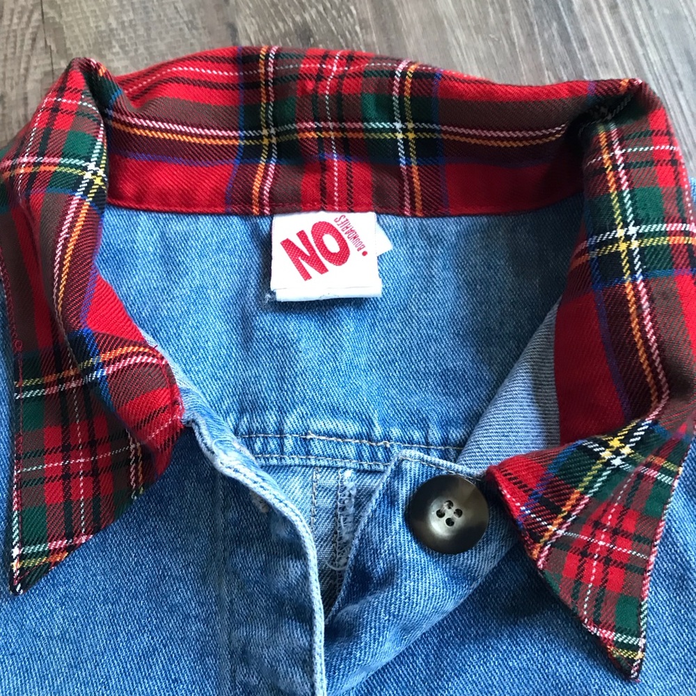 VINTAGE & FUN  3 PC Denim and Plaid Set from the 90’s - Picture 2 of 7